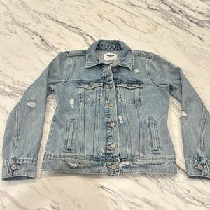 Distressed Light Wash Denim Jacket Size XS